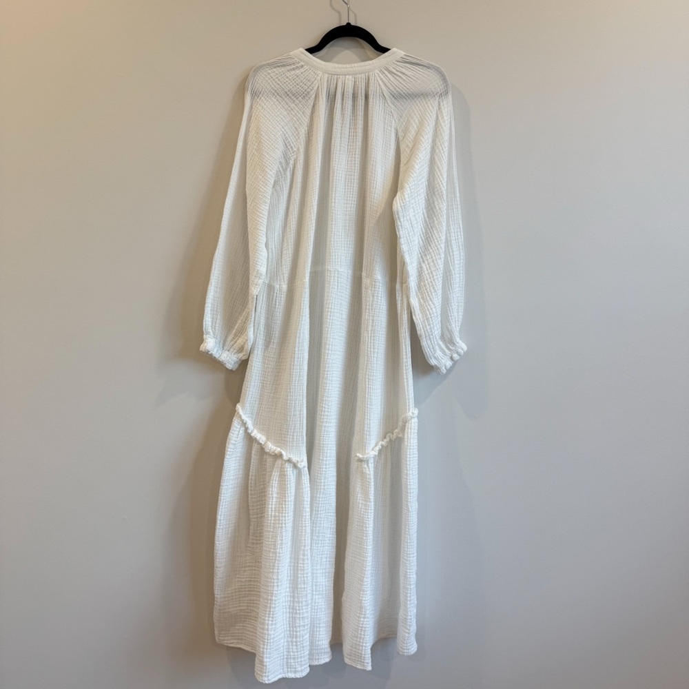 H&M White Cotton Long Sleeve Maxi Dress - Picture 9 of 12